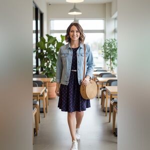 Lularoe Amelia Blue and Pink Patterned Dress